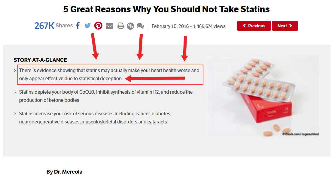 5 great reasons to not take statin drugs by Dr. Mercola.